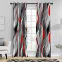 weesire Red and Grey Curtains Modern Striped Decorative 50% Light Blocking Darkening Grommet Red Curtain for Living Room Villa, Bedroom Gray and Red 2 Panels Set, 52x84 Inches (52"W x 84"L (Pack of 2), Grey and Red)