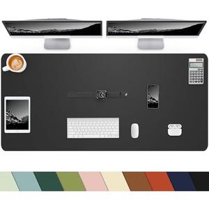 Desk mat Large, Leather Desk Pad Protector, Office Desk Mat, Mouse Pad, Non-Slip Desk Blotter, Laptop Desk Pad, Waterproof Desk Writing Pad for Office & Home (Black,48" x 24")