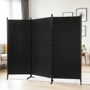 Room Divider 3-Panel Privacy Screen, Portable Screen Steel Frame with Hook&Loop for Home, Office, Classroom, Studio, Meeting (Black