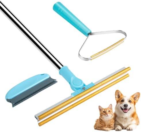 Bolfie 3 in 1 Carpet Rake for Pet Hair Removal, Tool Set of 3, 56” Long Handle Carpet Pet Hair Removal Carpet Scraper Dog Cat Hair Remover for Sofa, Couch, Car, Rug