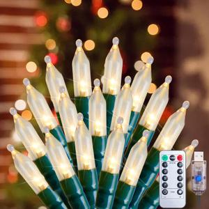 Minetom LED Christmas Lights - 39 Feet 100 LED Mini String Lights with Remote, USB Operated Christmas Tree Lights for Indoor Garland Wreath Home Garden Holiday Party DecorAdapter not Included (Warm White)
