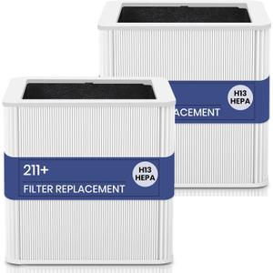2 Pack 211+ Filter Replacement Compatible with Blue Pure 211+ and 211+ Auto Air Purifier, 2-Stage Filtration System of H13 True HEPA Filter and Activated Carbon Filter