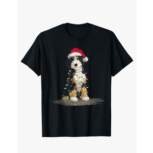Funny Bernedoodle Christmas Graphics Dog Lights Lover Owner T-Shirt, 3XL