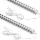 Barrina LED Shop Lights 2FT, 20W 3000LM 5000K, T8 LED Light Fixture, Clear Cover, Ceiling and Utility Shop Light, Linkable Tube Lights for Room, Garage, Workbench, Warehouse, 2 Packs (2 Packs, 5000K)