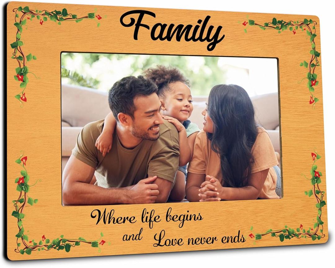 5 x Picture Frame For 4"x6" Photos, Family Where Life Begins And Love Never Ends, Rustic Photo Frame Gift For MenWomen, FamilyNewlyweds, Office & Home Desktop Decorations - A03