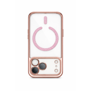 Magnetic for iPhone 17 Pro Max Case with Glitter Integrated Lens Protection, [Compatible with Magsafe] Cute Women Girly Phone Case for iPhone 17 Pro Max Pink