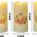 Eywamage Fiber Optic Spring Flameless Candles with Remote, Flickering Easter LED Pillar Candles Battery Operated Set of 3