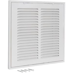 EZ-FLO 10 x 10 Inch (Duct Opening) Return Air Vent Cover for Wall or Ceiling, Solid Steel Return Air Filter Grille, HVAC Vent Cover, White, 61657