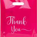 Thank You Bags, 100 Pack Bulk Plastic, Merchandise Bags for Packaging Products, Die Cut Shopping Bags for Small Business, Boutique Bags for Retail Wholesale (Small(9"x12"), Pink)