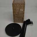 Floor Lamp for Living Room, Farmhouse Rattan Floor lamp, Modern Standing lamp with Hand-Worked Rattan Shade, Black Tall Lamp with Chain Switch (Square Shade)