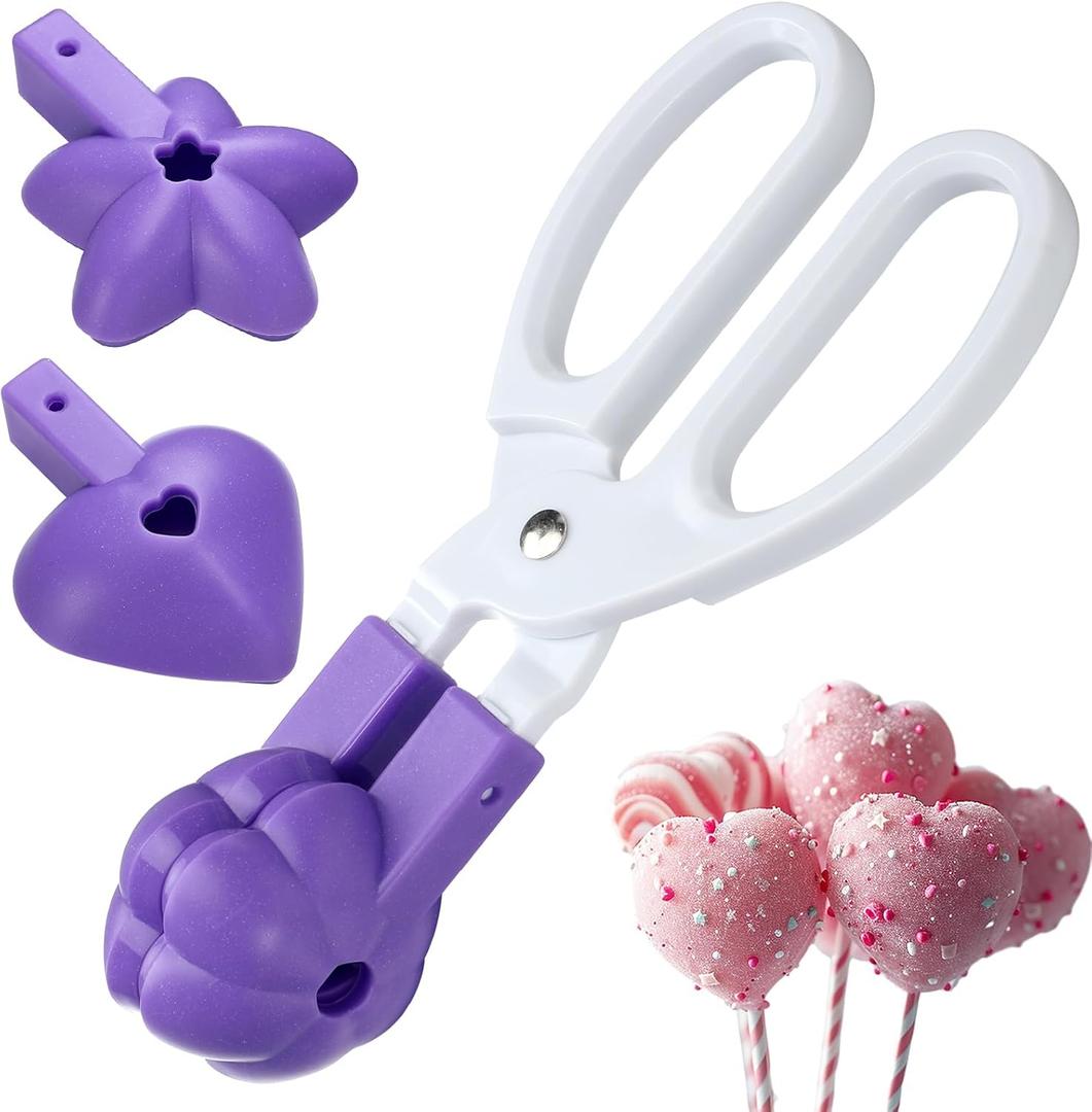 Reallnaive Cake Pop Mold Set 3 in 1 Heart, Flower, Star Silicone Molds Kit Set with Detachable Anti-slip Handles for Lollipop, Candies, Chocolates