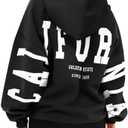 ORANDESIGNE Womens Letter Print Hoodies Fleece Graphic Sweatshirts Long Sleeve Pullover Sweaters with Pocket.Size L