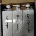 21oz Shampoo and Conditioner Dispenser (Set of 3) Modern Refillable Shampoo Pump Bottles for Shower Soap - Empty Shampoo Conditioner Body Wash Dispenser Set - Stylish Permanent Labels - for Bathroom
