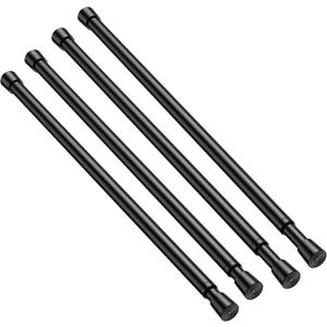 4 Pcs Tension Rod 26 to 39 Inch, Adjustable Tension Curtain Rod Spring Loaded Curtain Rods Spring Tension Rod No Drilling Smalll Curtain Rod for Window, Closet, Doorway, Black