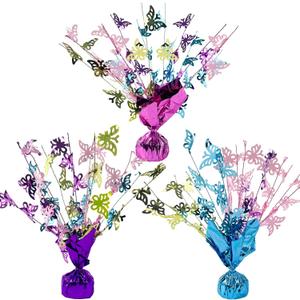 3 Pack Butterfly Table Decorations Metallic Foil Spray Centerpieces Multicolor Butterflies Glitter Burst Table Centerpieces for Butterfly Birthday Party Supplies
