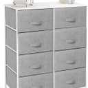 BINO 8-Drawer Fabric Dresser Organizer, Light Grey | Closet Organizer Unit | Dresser Tower | Clothing Drawer & Dresser Furniture | Organizing Drawer for Closet Bedroom Nursery Hallway Entryway Room