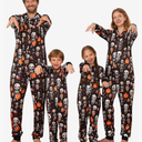 VNVNE Matching Halloween Onesie Pajamas, Pumpkin Skeleton Holiday One Piece Adults Pjs Sleepwear Loungewear for Family/Couples/Women/Men(Men,XXL,Black Ghost)