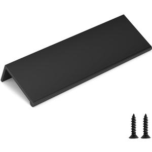 goldenwarm 10 Pack Black Finger Edge Pulls Drawer Finger Pulls Matte Black Kitchen Hardware Handles Bedroom Dresser Drawers,3-3/4in Hole Center