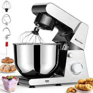 6.5QT Tilt-Head Stand Mixer, Heavy Duty Pro 10-Speed Electric Mixer, Stainless Steel Cladding & Bowl with Dough Hook, Wire Whisk and Flat Beater for Home Baking, Bread, Cake, Pizza Dough