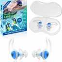 Hearprotek [2 Pairs] Swimmer Ear Plugs,Custom-fit Water Protection Adult Swimming earplugs for Swimmers Pool Shower Bathing and Other Water Sports (Blue)