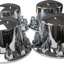 ABS Chrome Plastic Complete Axle Cover Kits with 33mm Thread-on Nut Covers for Semi Trucks in Sets (Standard), 33 millimeters