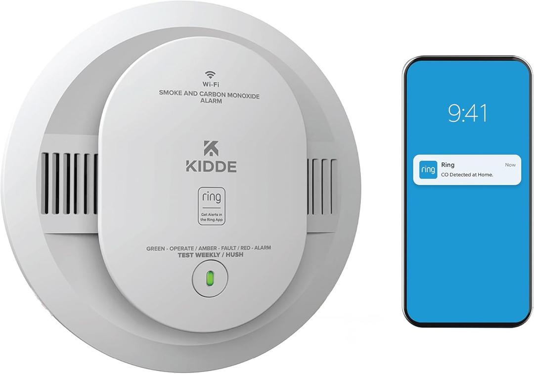 Kidde Smart Smoke and Carbon Monoxide Detector, Ring App Enabled for Real-Time Notifications, Wire-Free Interconnectivity, AA Battery Powered