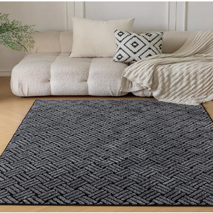 Ultra-Soft Microfiber Non-Slip 4x6 Area Rug, Luxurious Machine Washable Carpet for Bedrooms, Living Rooms, and Kids' Rooms, Jacquard Black