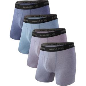 BAMBOO COOL Men's Ultra Breathable Underwear,No Riding Up Boxer Briefs with ComfortFlexible Waistband,Multipack, XL