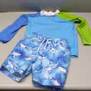 Boys Long Sleeve Rash Guard Swimsuit Kids 2-Pieces Bathing Suits Set, Size 6 Y