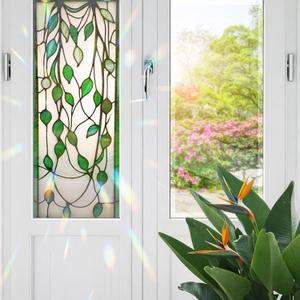 Decorative String of Pearls Stained Glass Window Film, String of Pearls Stained Glass Window Film for Bathroom Door Heat Anti UV RF04