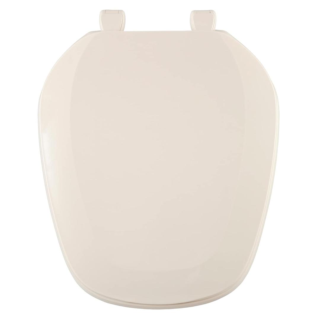 Centoco Eljer Emblem Round Toilet Seat with Square Front, Closed Front with Cover, Residential, Plastic, Made in the USA, EMB201-306, Natural