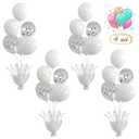 4 Set White Table Balloons Centerpiece with White and Confetti Balloons Stand Kit for Birthday Party Baby Shower Wedding Bridal Shower Prom Cake Table Decorations