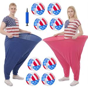 Shappy 11 Pcs Fourth of July Party Game for Adults Set 2 Patriotic Granny Pants Oversized with 8 Patriotic American Flag Bouncy Ball & 1 Air Pump Independence Day Fouth July Giant Outdoor Yard Game