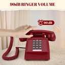 Uvital Retro Red Landline Phone, Vintage Corded Phone for Landline, Old House Phone, Traditional Classic Desk Telephone with Adjustable Handset and Ringer Volume for Home, School, Office, Hotel, Salon