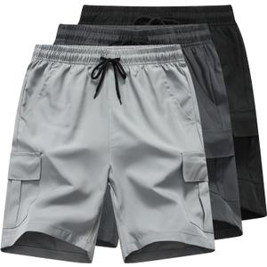 Boys Pull on Cargo Shorts, Outdoor Kids Quick Dry Hiking Shorts (Green, S)