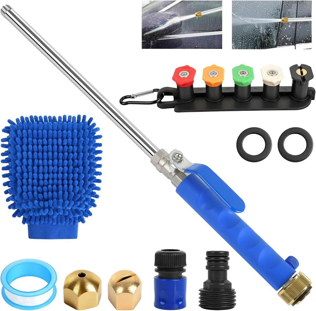 Jetnozzle High pressure hose nozzle for garden hose,7-in-1 Hydro jet nozzle High Pressure Power Washer wand, nozzles watering sprayer cleaning tool, Pressure washer hose attachment