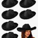 6 Pack Christmas Cowboy Hat Boa Cowgirl Hat Felt Cowboy Hat with Feather for Women Girl Western Party Costume Accessories