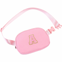 Initial Letter Fanny Pack for Girls, Patch Belt Bag, Toddler Crossbody Bags Gifts for 3 4 5 6 7 8 9 10 11 12 Year Old Teens Kids, Christmas Graduation Gifts for Teen Girls. (Pink-A)