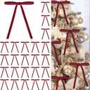 24 Pcs Red Velvet Christmas Ornaments, Rustic Velvet Bows for Christmas Tree, 5x7 Inch Pre-Tied Vintage Xmas Bows for Wreaths, Gifts and Holiday Home Dcor, Ribbon Bows for Garland (3/8")