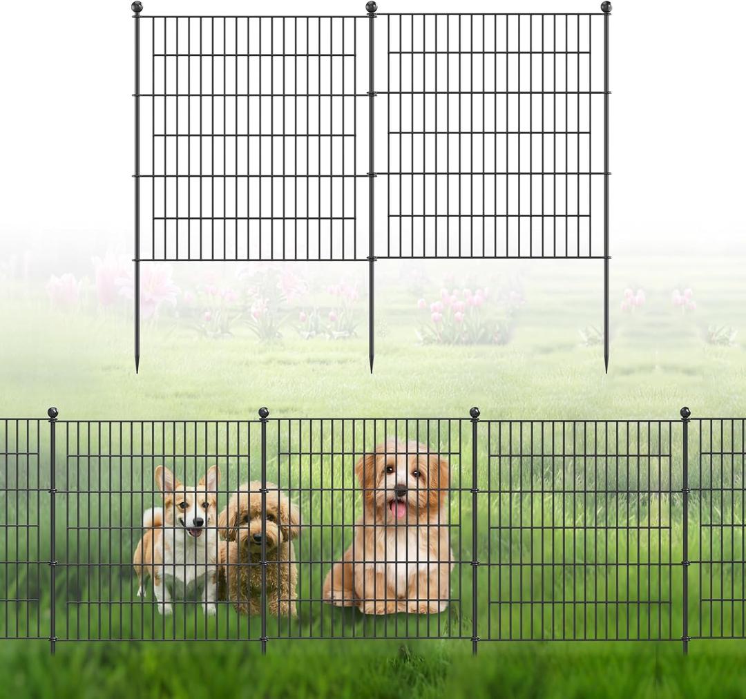No Dig Fence Tall Garden Fence, 5 Panels Dog Fence Animal Barrier, Arched Flower Bed Edging Ornamental Wire Border for Yard Patio (5 Panels - 24 in(H) X 10 ft(L))