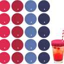 20pcs Drink Cover Scrunchie, Women's Drink Protectors with Straw Holes Drug-Proof Reusable Drink Lids Drink Cap for Nightclubs Party (Blue, Hidden Blue, Red, Pink), 3.94in