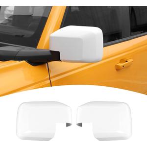 for Bronco Side Mirror Cover Trim White for Ford Bronco 2021 2022 2023 White Exterior Accessories 2pcs (for Mirror Without Light & Not for Sport)