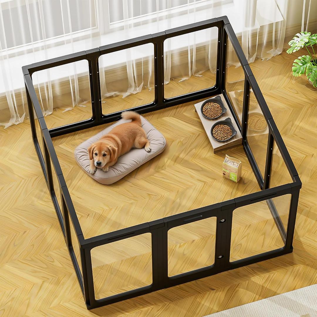 Jalove 12PCS Dog Playpen Clear Puppy Playpen Indoor, 30" H Easy Assemble