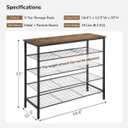 5-Tier Shoe Rack Organizer, Metal Mesh Shoe Storage Shelf, for Entryway, Hallway, Closet, Dorm Room, Industrial, Rustic Brown