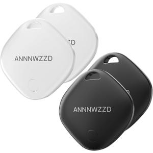 ANNNWZZD Tag 4 Pack Item Finders with Apple Find My APP (iOS Only) Help You Track Your Keys, Wallet, Luggage, Backpack, Super Lightweight [Apple MFi Certified] (Black+White)