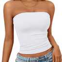 Trendy Queen Women's Strapless Bandeau Crop Top (White, XS)