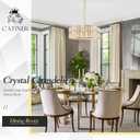 CATINER Modern Crystal Chandelier for Dining Room Gold Semi Flush Mount Ceiling Light Fixtures 18 Large Round Crystal Pendant Lighting for Foyer Bedroom Living Room, Small-18