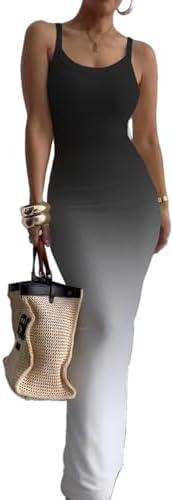 Nimsruc Women Summer Long Dress Casual Slip Sexy Slim Sleeveless Bodycon Maxi Dresses for Women 2024 L