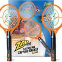 ZAP IT Bug Zapper Electric Fly Swatter Racket - High Power 4000 Volt Indoor Mosquito Zapper - USB Rechargeable Bat for Indoor and Outdoor - Portable Mini Electric Bat for Flies - Large 2 Pack, Orange