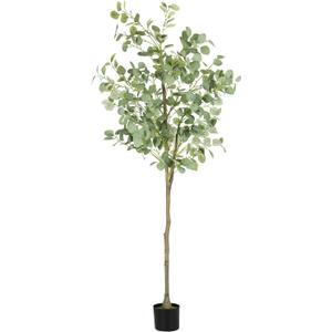Artificial Eucalyptus Tree,6Ft Tall Fake Potted Tree Silk Faux Eucalyptus Tree with Plastic Nursery Pot, Artificial Plants for Home Office Indoor Decor (2in)